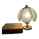 Vintage Hollywood Regency brass and smoked glass lotus table lamp – 19