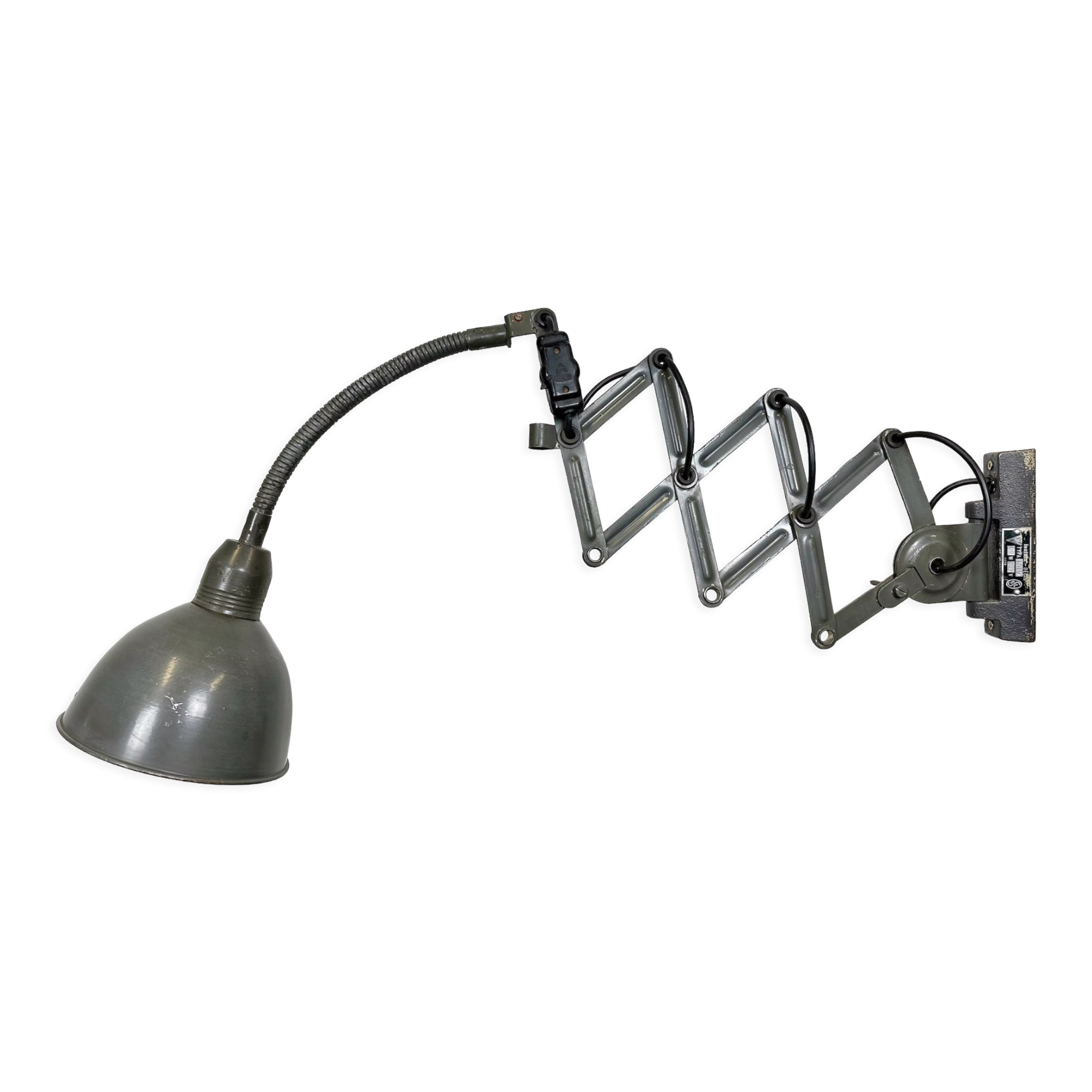 Grey Industrial Scissor Wall Lamp from Elektroinstala, 1960s