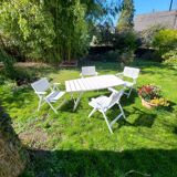Set armchairs and garden table vintage circa 1970 R Gleizes