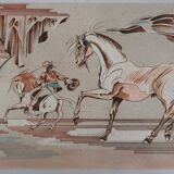 Carul: on horseback, original signed lithograph