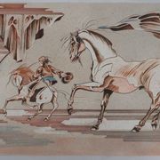 Carul: on horseback, original signed lithograph