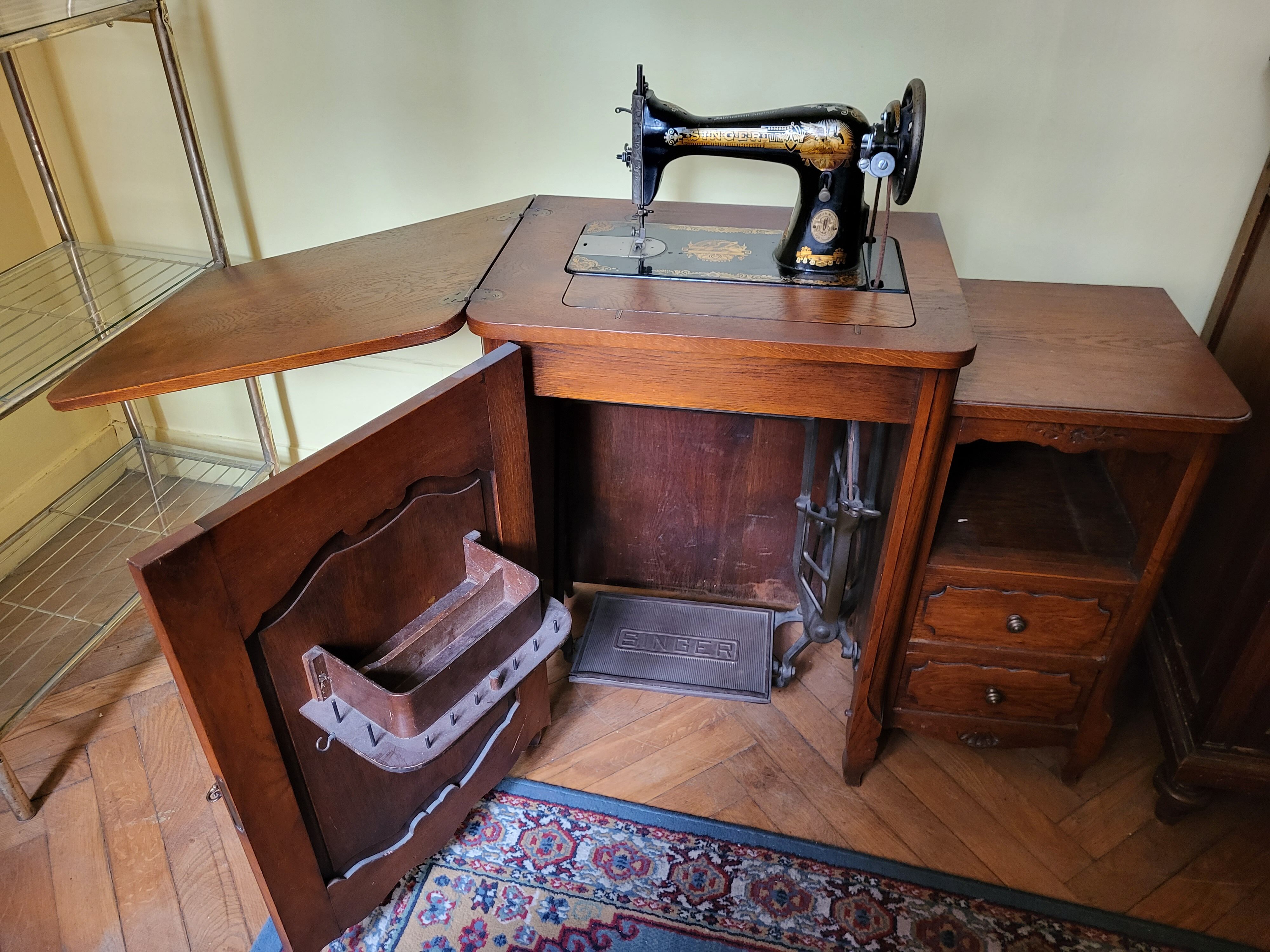 Table with singer sewing machine