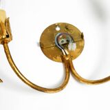 Beautiful large 70s gold-plated 2-armed metal wall lamp by Hans Kögl