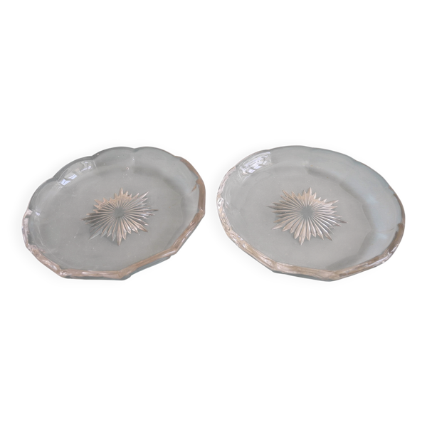 coupelles cristal Val St Lambert dessous bouteille crystal bottle coasters