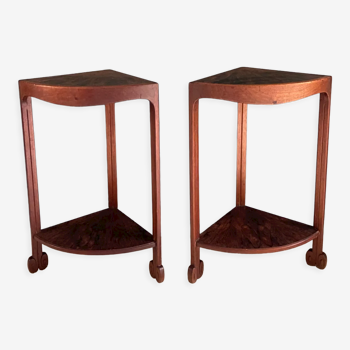 Pair of bedside tables, rosewood necks