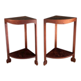 Pair of bedside tables, rosewood necks