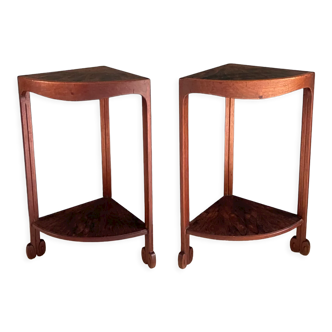 Pair of bedside tables, rosewood necks