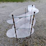 Removable shelving unit, glass and vintage brass