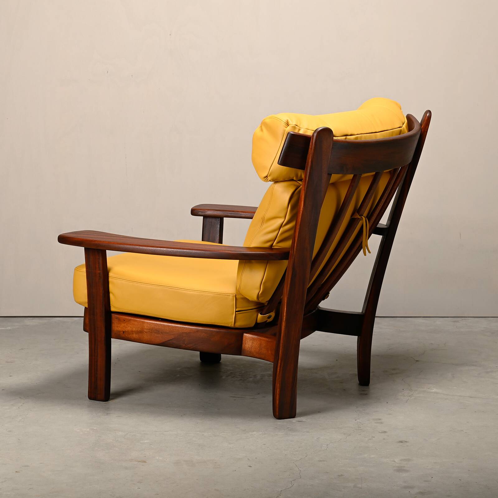Brazilian Lounge Chair in Rosewood and Ochre Leather