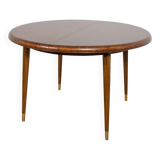 Art Deco Round Extendable Teak Dining Table, France, 1930s