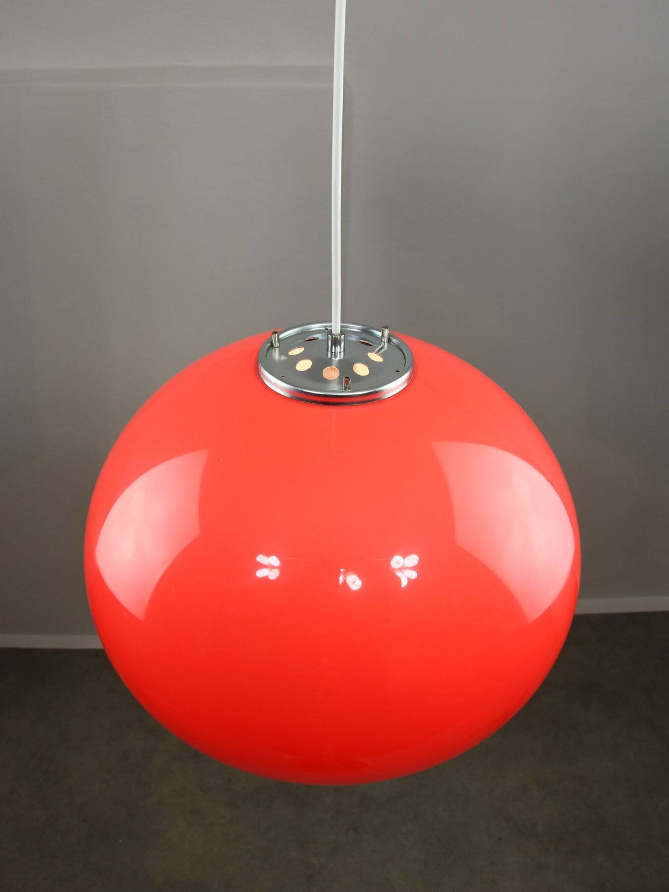 Space Age Italian Red Jolly Pendant Lamp from Guzzini