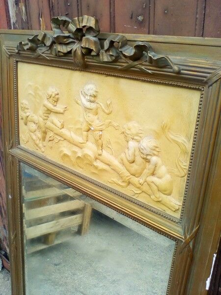 Mirror Louis XVI pier to the cherub XIXem - 140x76cm