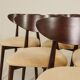 Modern Set of 6 Dining Chairs, Beige Pearl Velvet and Dark beech wood