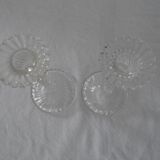 Paire de bougeoirs anciens verre Portieux