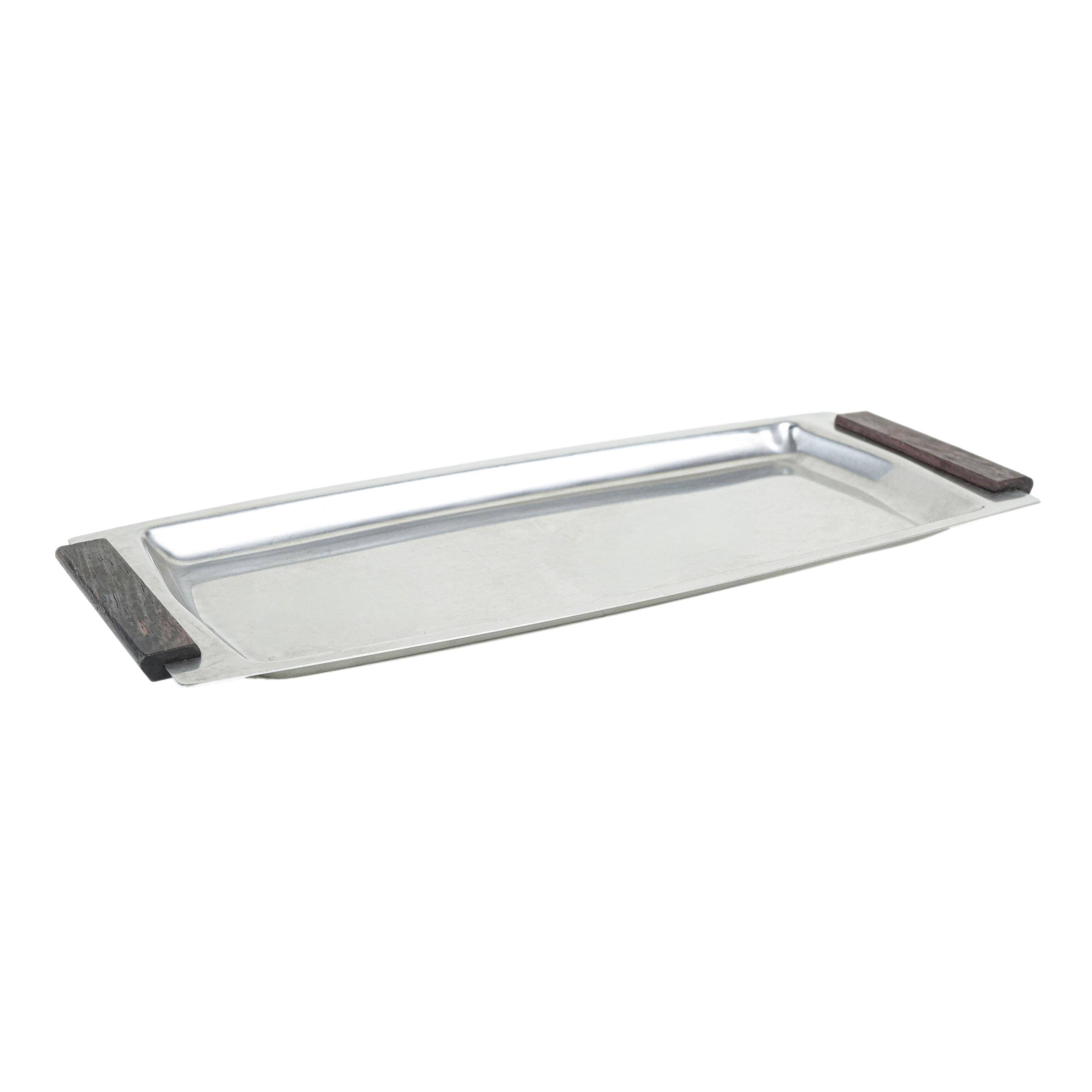 Plateau en acier inoxydable, design danois, années 1970, fabriqué au Danemark
