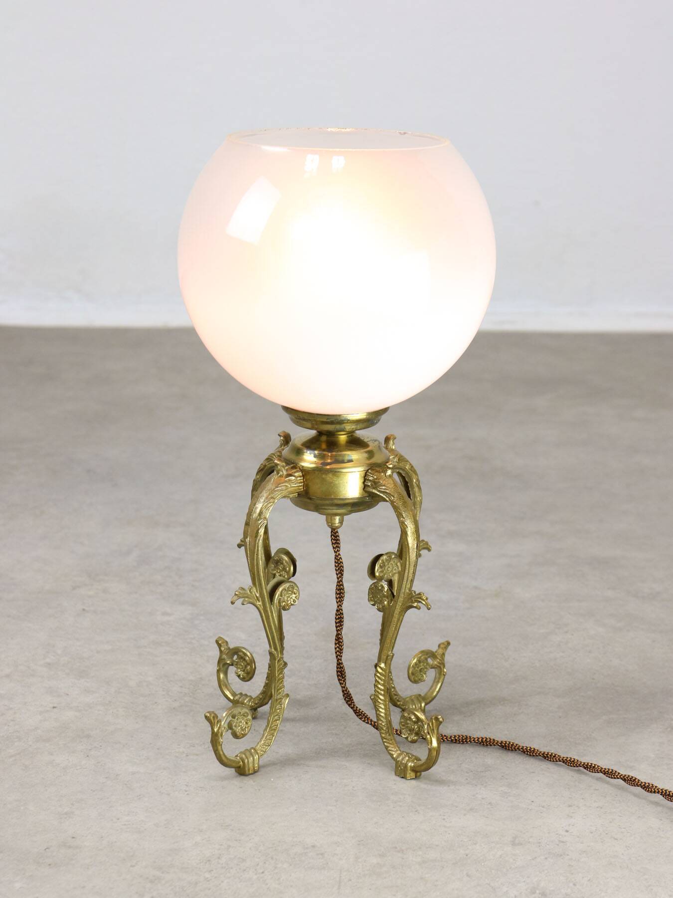 Mid-century Brass and Glass Table Lamp