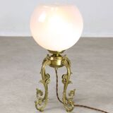 Mid-century Brass and Glass Table Lamp