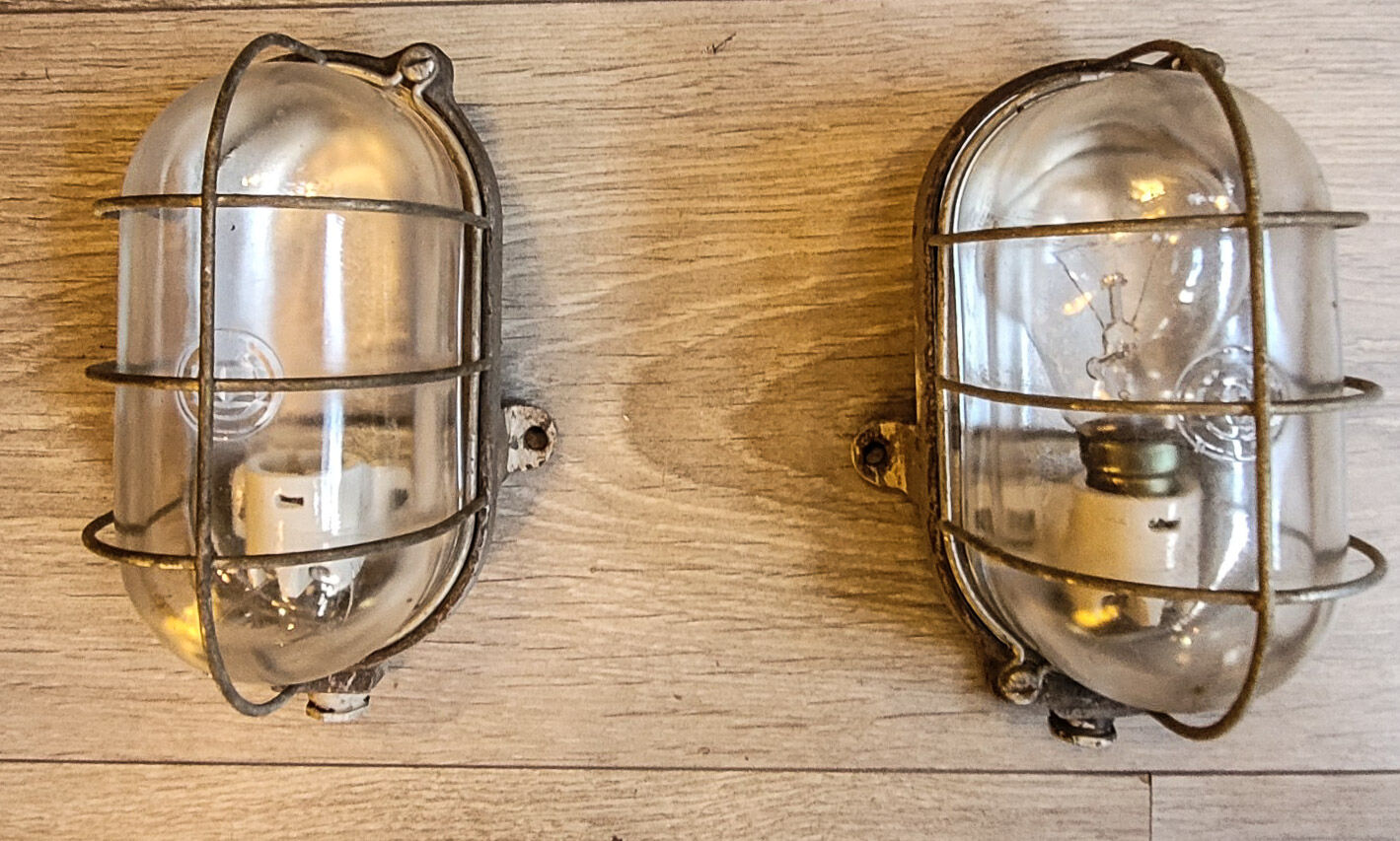 Pair of industrial wall lamps
