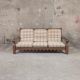 Vintage solid wood living room with plaid cushions