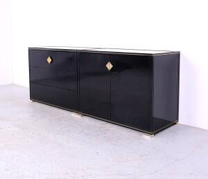 Art deco black and gold cabinets by Pierre Vandel, 1970s