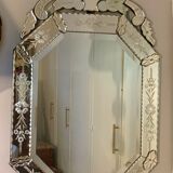Bevelled venetian mirror with pediment, high 110 cm