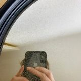Pair of round mirrors with black rim 40 cm, vintage