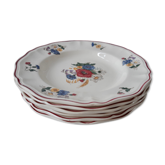 Lot de 6 assiettes Digoin Sarreguemines modèle Agreste