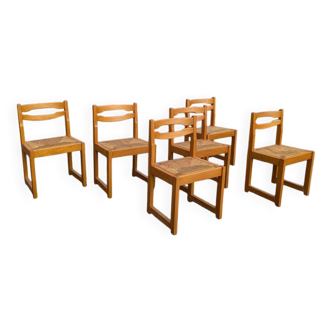 Set of 6 elm chairs from 1980.