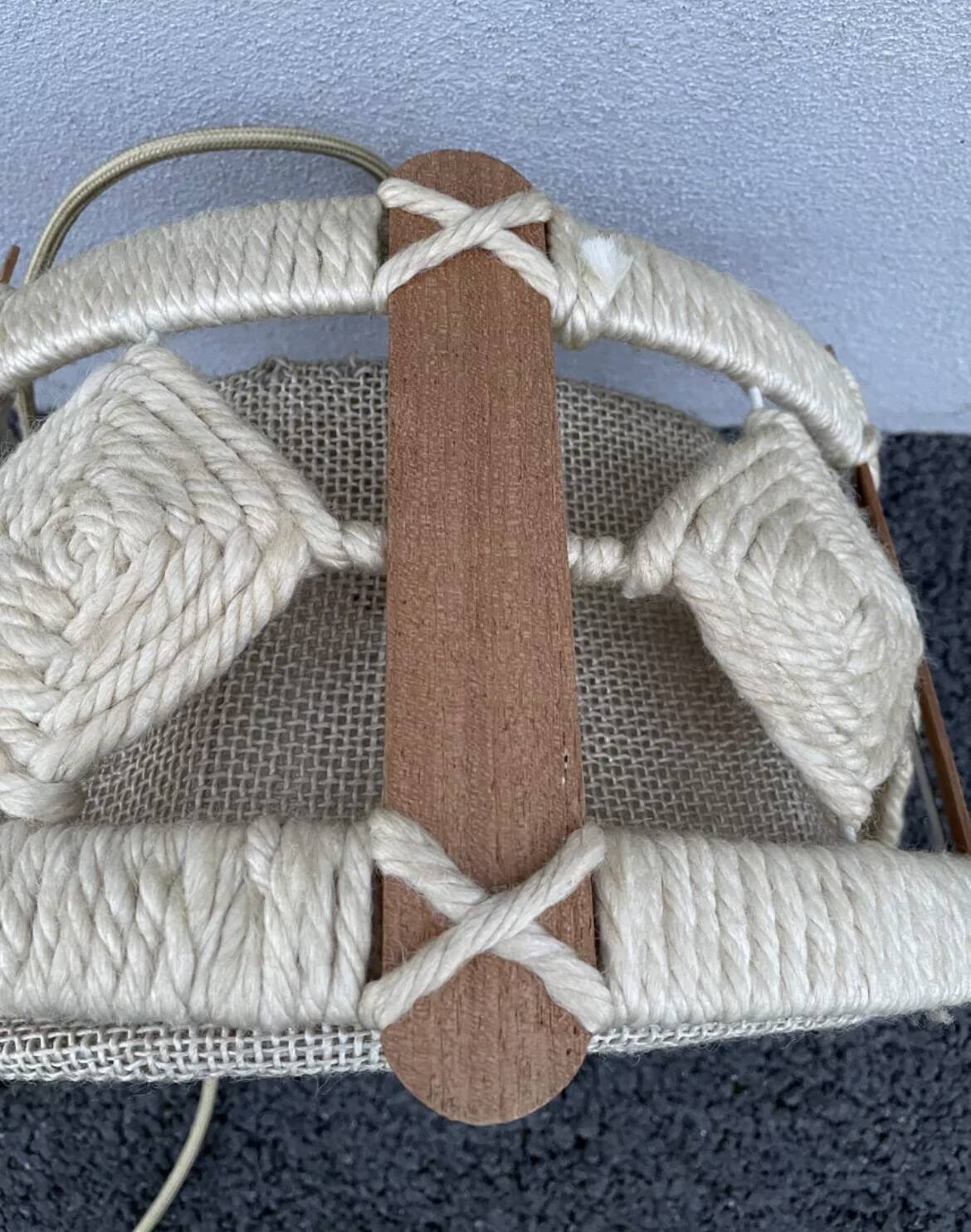 Scandinavian style jute and wood pendant light