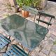 Salon de jardin, table et 4 chaises pliantes en métal vert