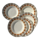 5 Badonviller red and black Scottish soup plates