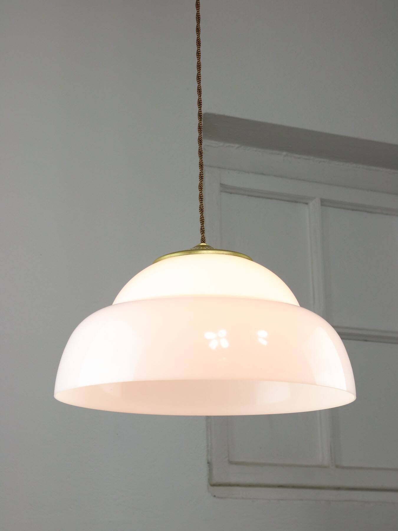 Mid-century Italian Brass and Plexiglass Pendant Lamp