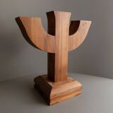 Bois Wood Candle Holder, Solid Wood, Made in Italy, Mid-Century 1950s Three-Arm Silhouette