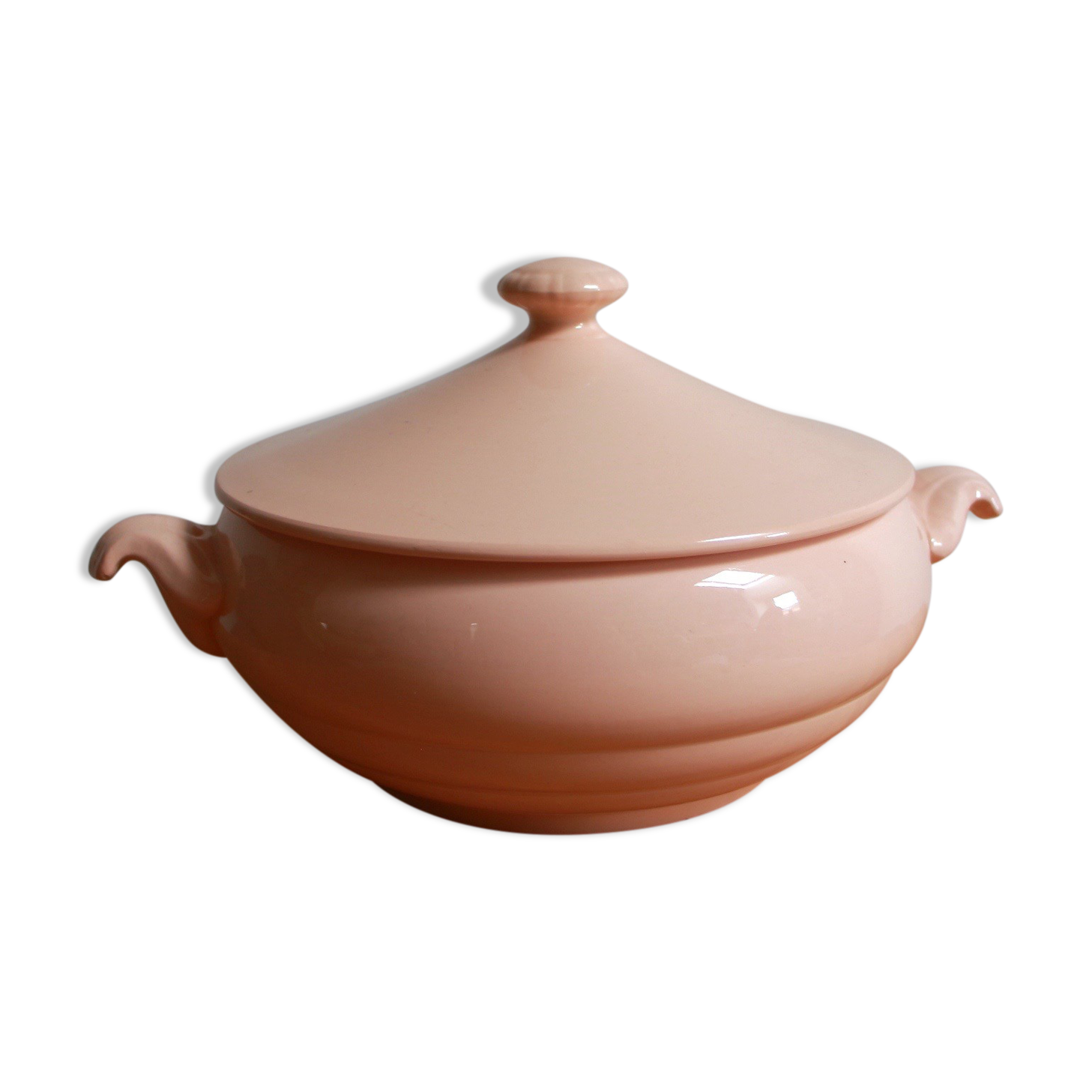 Pink Digoin soup bowl