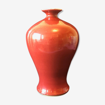 Chinese vase enamelled red beef blood 19th 20th China