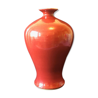 Chinese vase enamelled red beef blood 19th 20th China