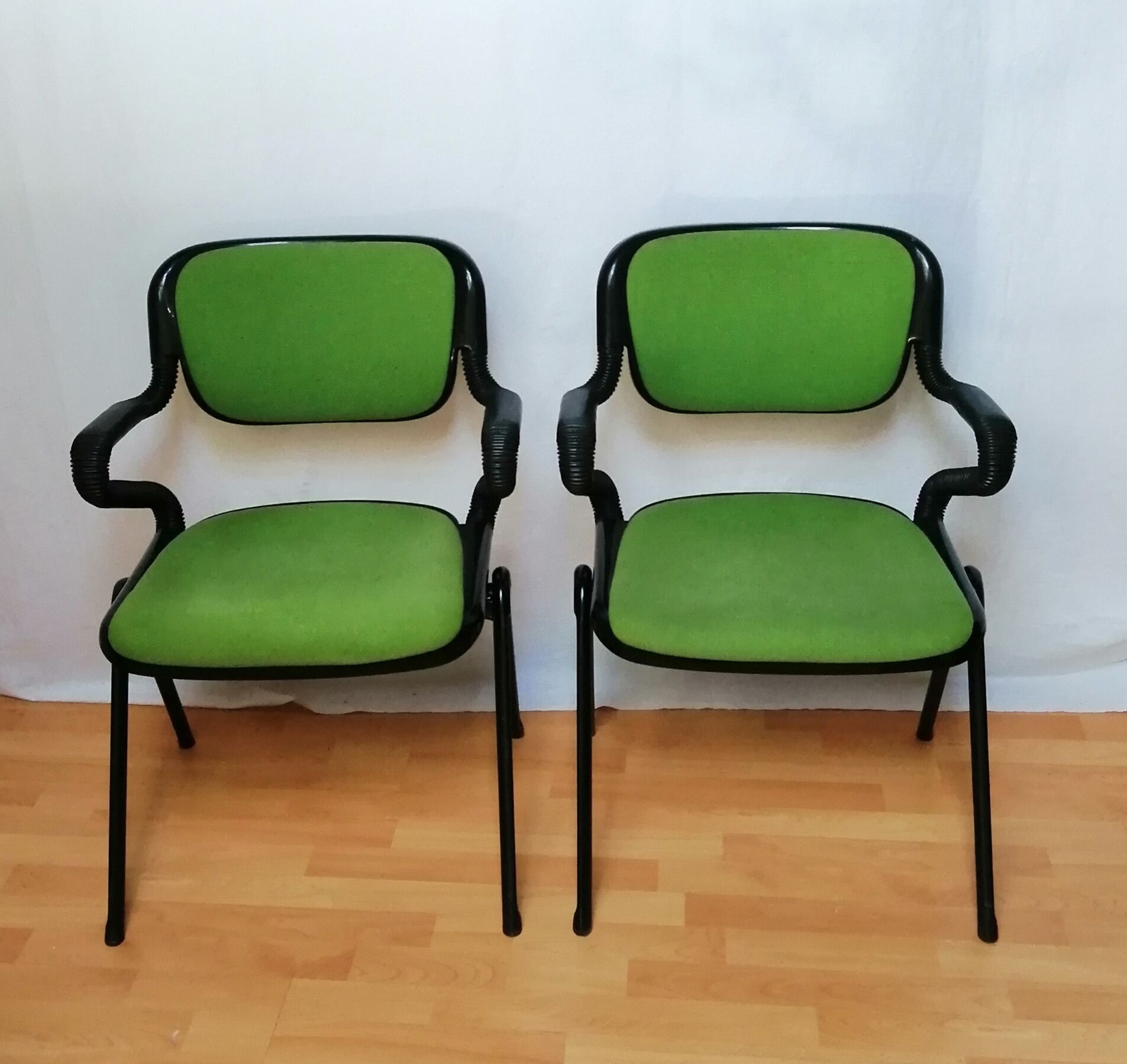 Pair of green armchairs Models Vertebra by Giancarlo Piretti for Castelli 1976