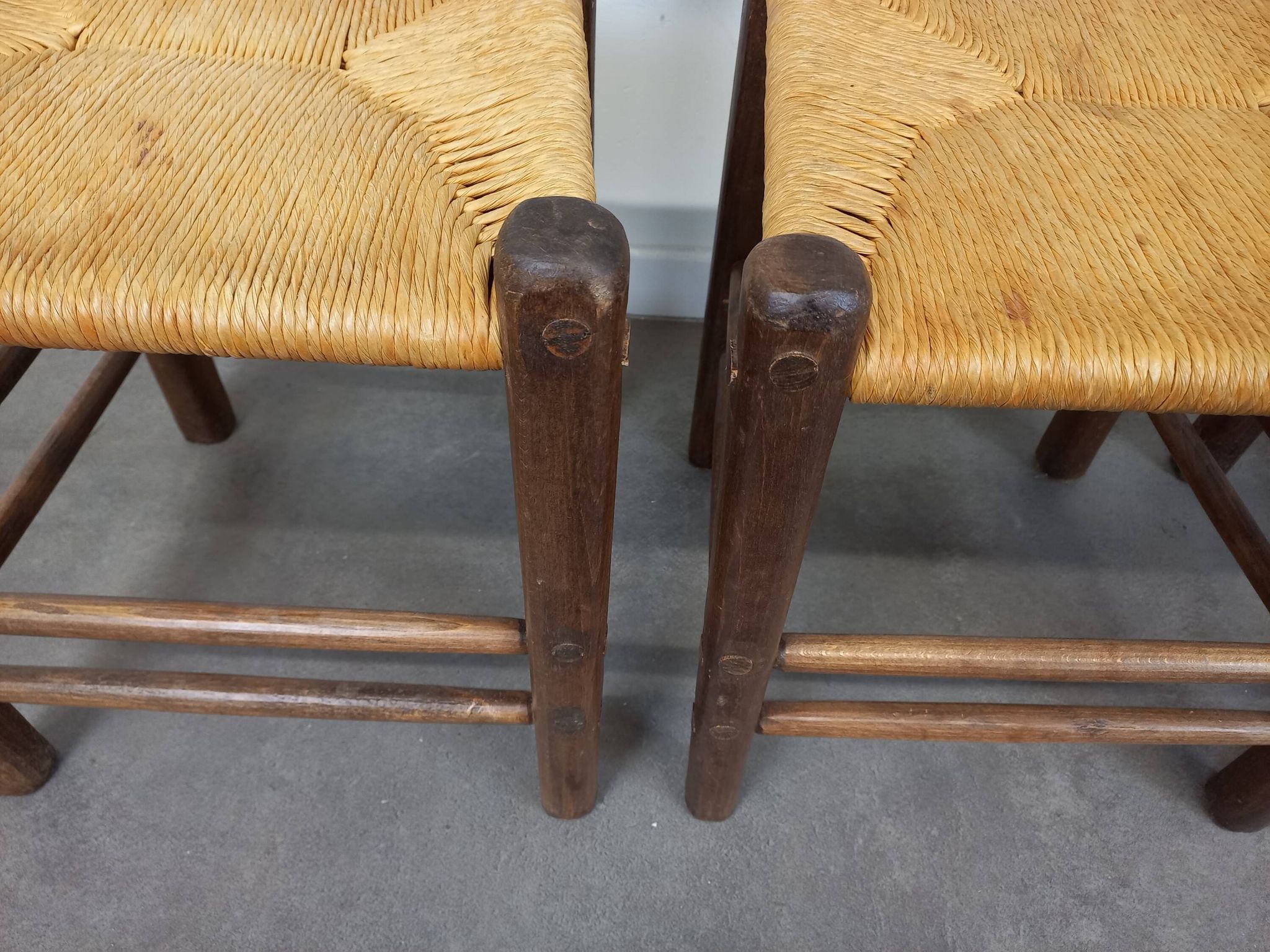 Straw brutalist chairs, set of 4