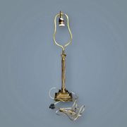 Antique lamp base in patinated brass – fluted column – H 60 cm