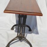 Table bistro with cast-iron base and tray mahogany