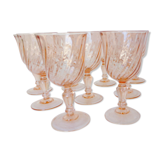 11 Arcoroc Rosaline foot glasses in pink glass 2106182