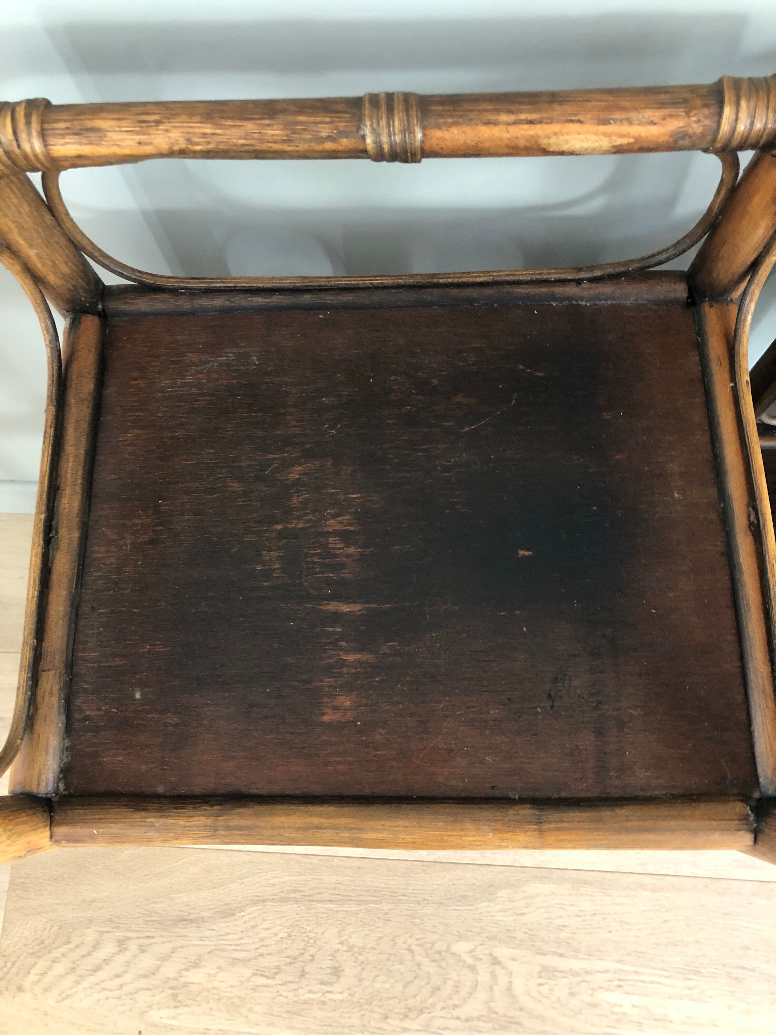 pair of vintage rattan bedside
