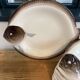 Set de 12 assiettes barbotine poisson Longwy