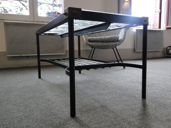 Table basse à plateau de verre, Adnet Jacques France, circa 1950