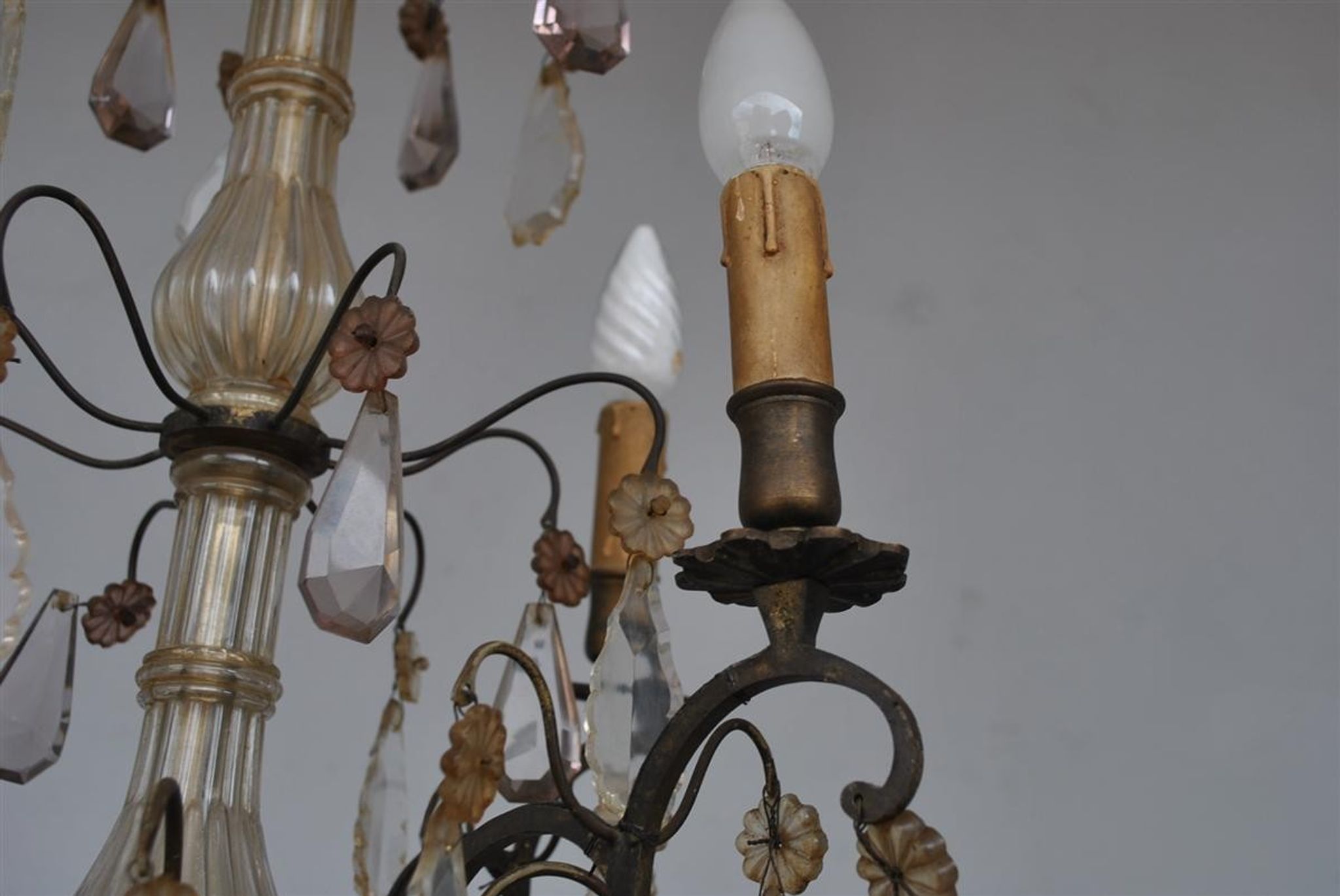 Lustre pampilles époque début XXème 6 feux