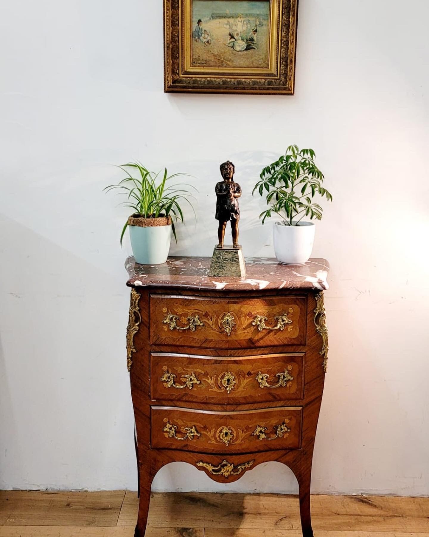 Commode style Louis xv bois et marbre