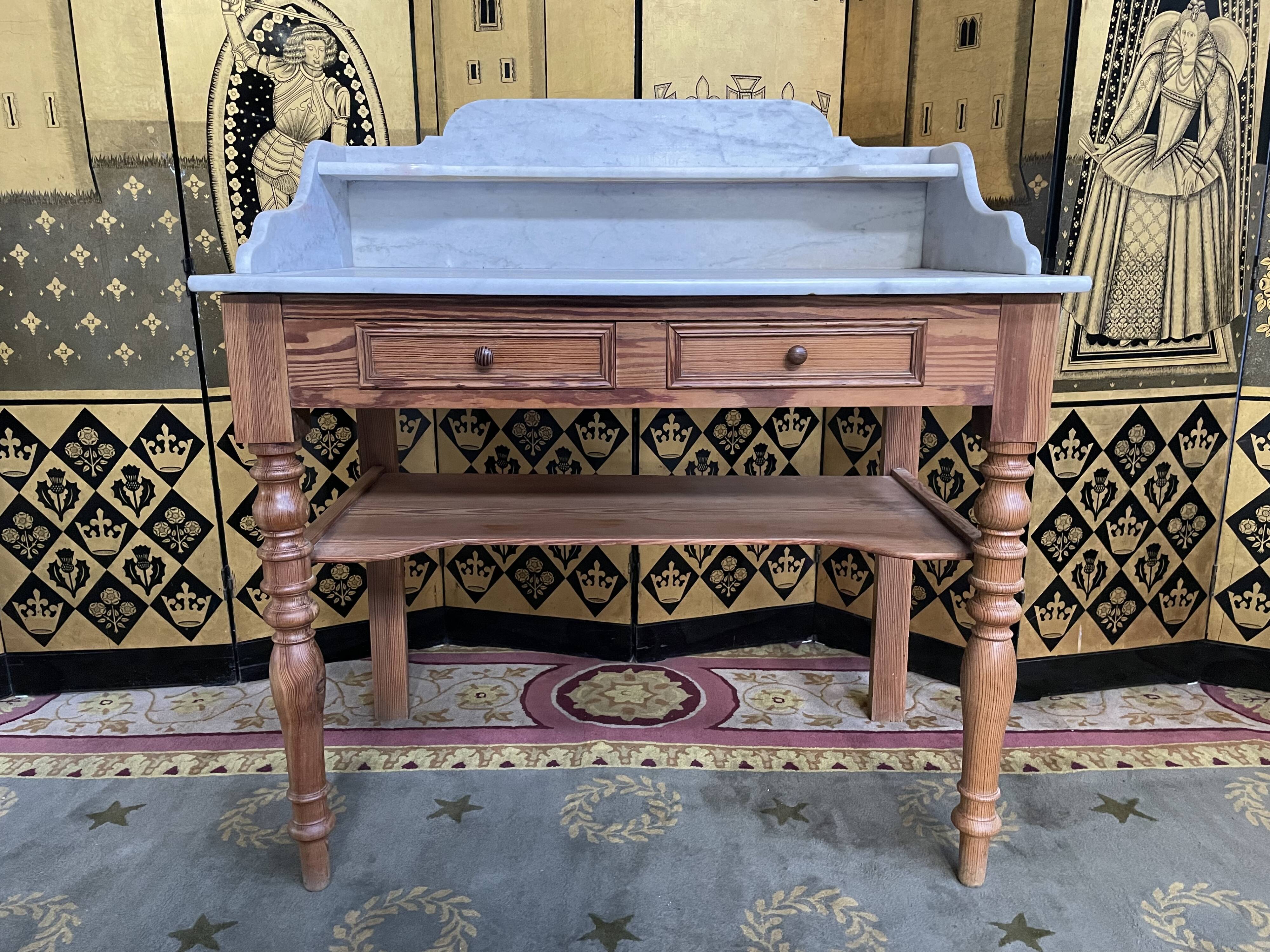 Toilet table - Louis Philippe dressing table in fir and marble