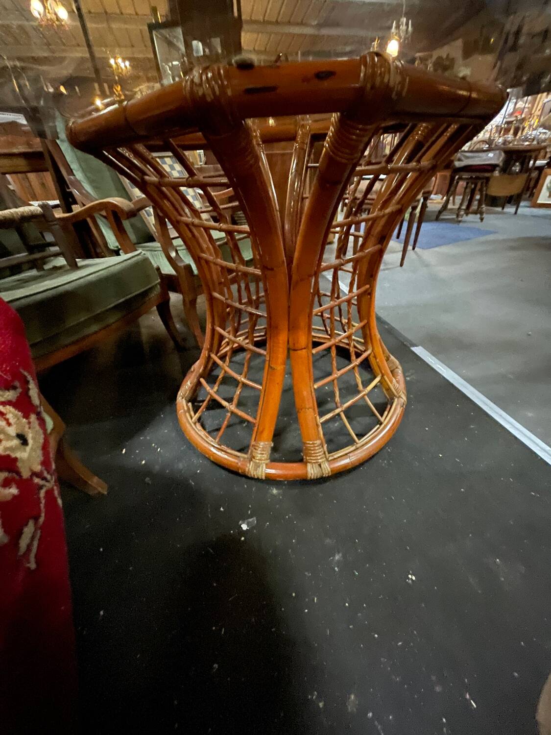 Bamboo leg & smoked glass table