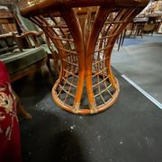 Bamboo leg & smoked glass table