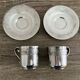 2 Gallia silver-plated cups and saucers with rooster and goat's head hallmarks, numbered